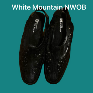NWOB White Mountain Black Leather Sandals 6 M